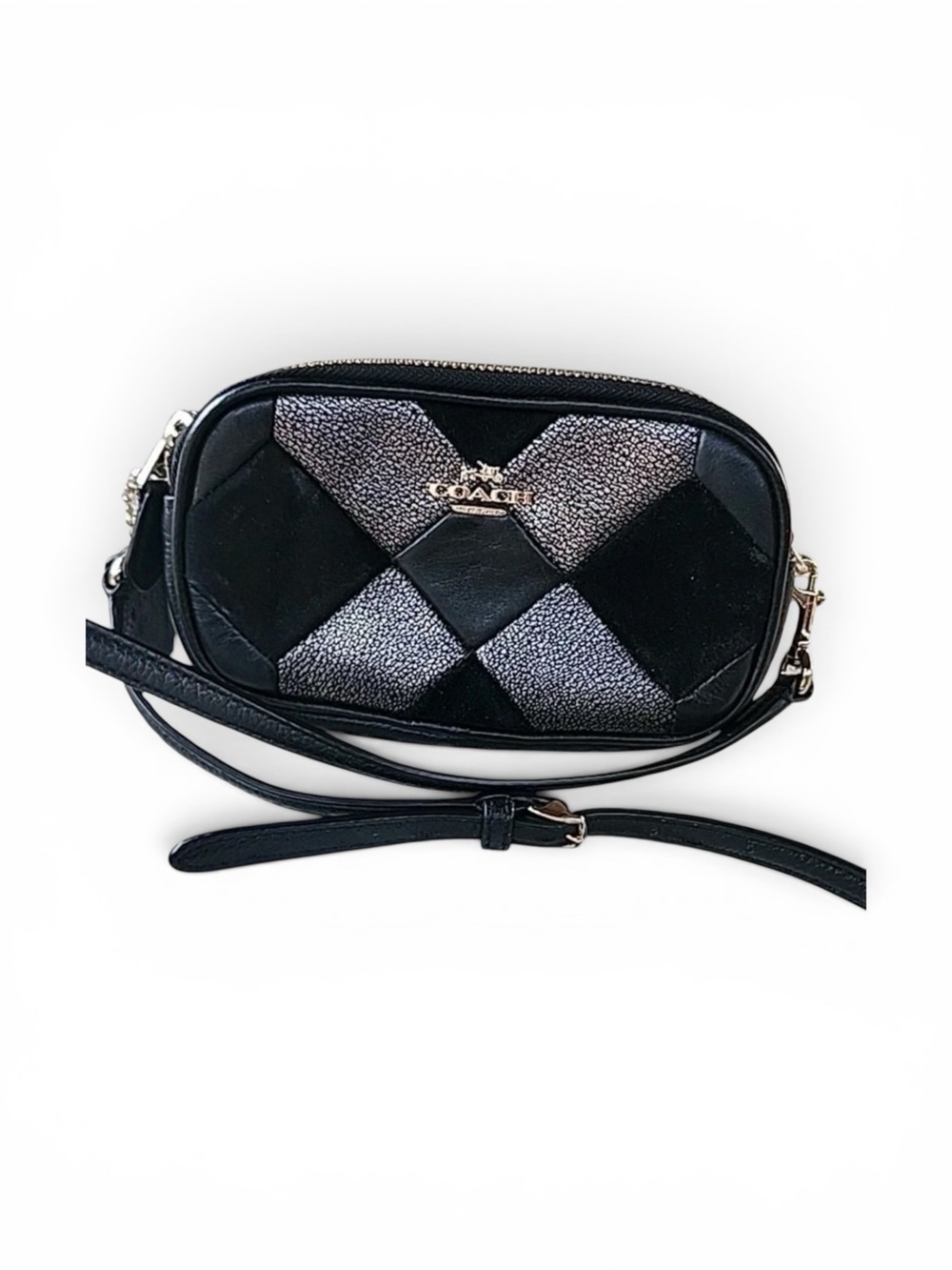 Coach Black and Silver Checkered Design Bag EUC 2018